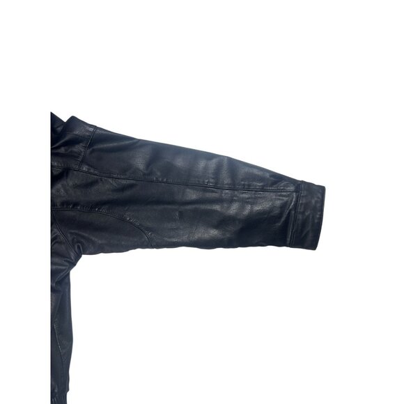 Mens‎ Black Leather Jacket XL Genuine Leather Outer Polyester Lining Elastic Hem - Picture 10 of 15